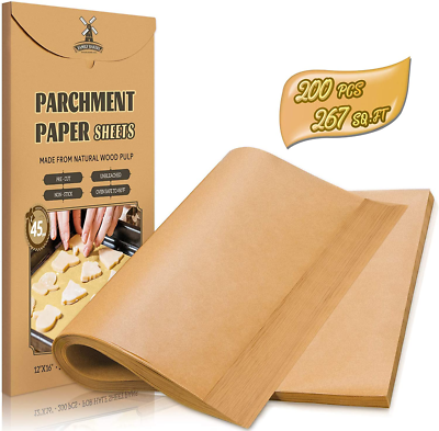 200 Pcs Unbleached Parchment Paper Baking Sheets, 12 X 16 Inch