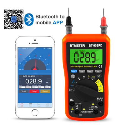 Digital Multimeter Auto-Ranging AC/DC Volt Amp Ohm Temperature Tester Bluetooth