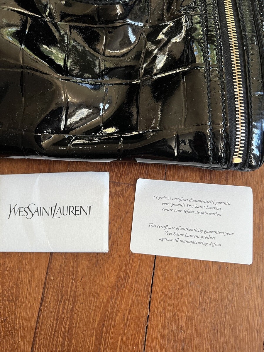 YSL SAINT LAURENT DOWNTOWN BLACK PATENT LEATHER TOTE BAG YSL SAINT LAURENT DOWNTOWN BLACK PATENT LEATHER TOTE BAG