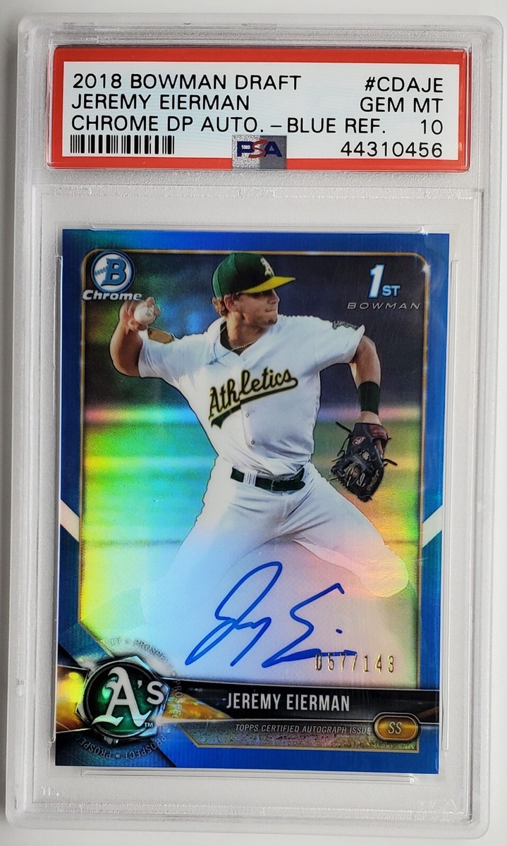 2018 Bowman Chrome Blue Ref. Jeremy Eierman Autograph RC 057&frasl;143 PSA 10 w&frasl;  Auto