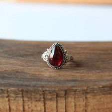 Garnet Gemstone 925 Sterling Silver Ring Mother's Day Jewelry Statement ring