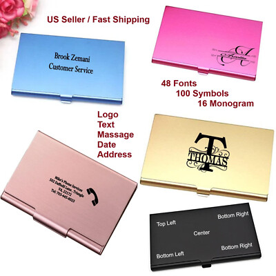 Personalized Metal Custom Engraved Business Card Holder Case  ID Credit Wallet