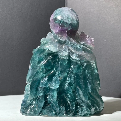 290g  Natural fluorite carving underwater world quartz crystal spiritual healing