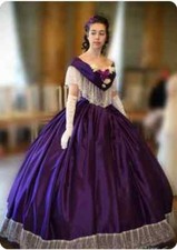 1860s Victorian purple ball gown Civil War Southern Belle evening Dress scarlett
