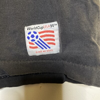 Vintage 1994 WORLD CUP Soccer Single Stitch Black Sports T-Shirt