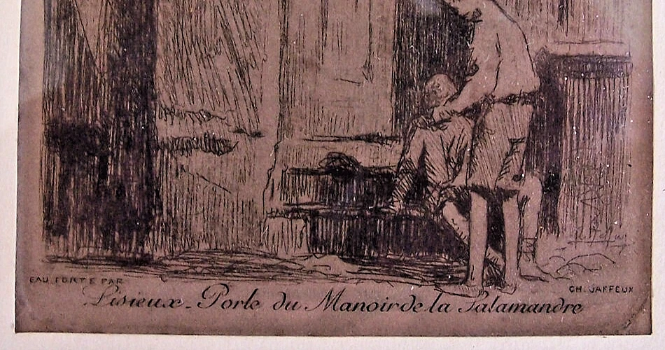 LOT 2 Cadres GRAVURES EAU FORTE Thème sur la Ville de LISIEUX par CH. JAFFEUX - Photo 3/4