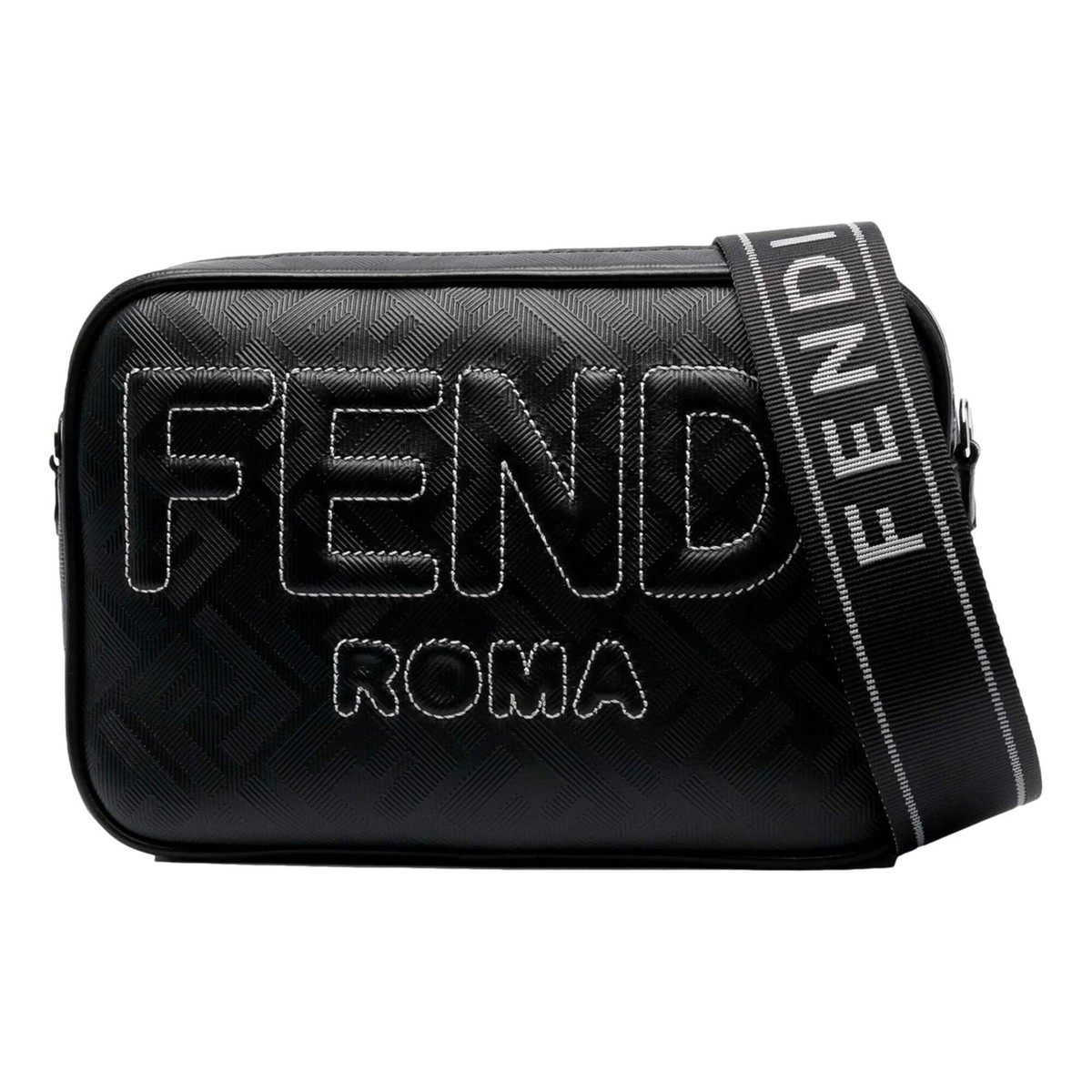 カ*ォ様 FENDI バック Fendi Roma Black Shadow Leather Canvas Camera Crossbody Bag | eBay