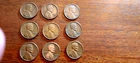 Lot of 9 Wheat Pennies. Complete set 1950-1958 D