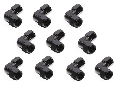 10PC 10AN Female to AN-10 Female 90° Deg Swivel Fuel Oil Gas Line Fitting Black