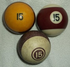 POOL BALLS  15 CUE SPORTS BILLIARDS SET OF 3 PRE-OWNED REPLACEMENT ARTS CRAFTS