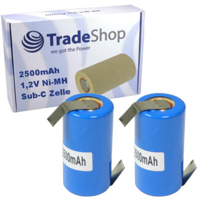2x Akku Zelle Sub-C 2500mAh 1,2V Ni-MH Batterie für Werkzeugakkus/Modellbau