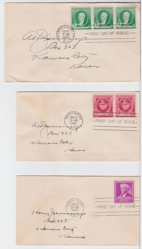 TurtlesTradingPost- 1940 Famous Americans #859-893  FDC Set Minus 2 - 33 Covers! - Image 2 of 4