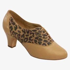 Supadance 1227 Amor heel Flesh Lea/Leopard women's soft lace up training shoes