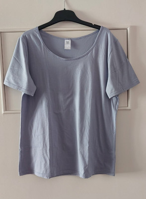 Calida Damen Kurzarm T Shirt L blau grau 44 Unterziehshirt Unterhemd Baumwolle