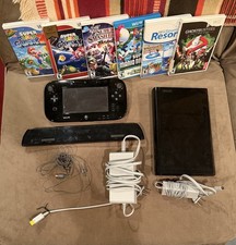 Wii U Console Black 32GB All Cords! Super Smash Bros Brawl And 5 Other Games Inc