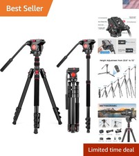 Adjustable Heavy Duty 72  Tripod with Fluid Head - Ideal for Photography  Films