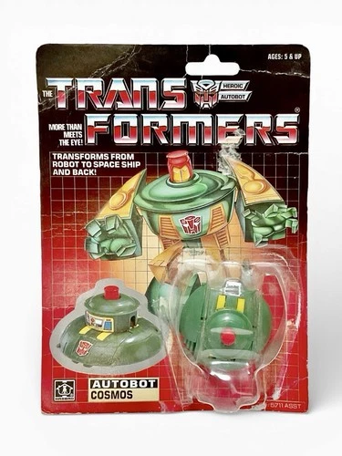 Vintage 1985 Transformers G1 Cosmos Autobot Toy in Original Cardboard Blister