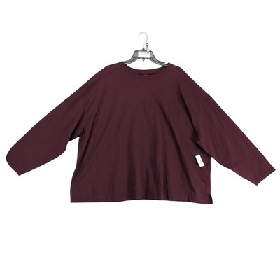 NWT Old Navy Women's 3X Long Sleeve Top Plus Size Burgundy Casual Relaxed Cotton