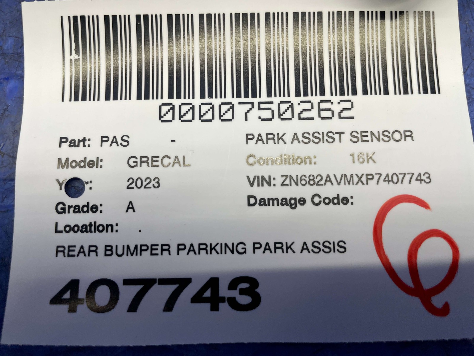 2023-2026 MASERATI GRECALE M182 OEM REAR BUMPER PARK ASSIST SENSOR 0670207488