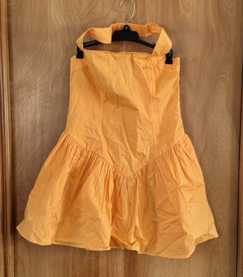 Asos Design Women's Halter Mini Dress Ruffle Hem in Tangerine US Size 8 NEW
