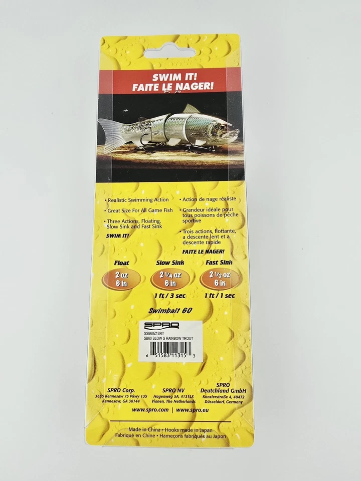 FREE SHIP! SPRO SSB6OZ1S Swimbait 60 Slow Sink 6" Rainbow Trout SB6 Slow S   - Image 2 of 2