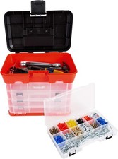 Portable Tool Storage Box Small Parts Organizer W/ 4 Multi-Compartment Tray