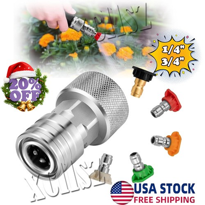 #ad Garden Hose to Pressure Washer Adapter 3 4quot; GHT to 1 4quot; Quick Connect Stainl 🔥 $13.99
