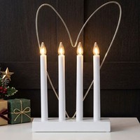 KerzenstäNder Tischdeko Herz Fensterbank Weihnachten Advent Weiß Holz H 37 Cm