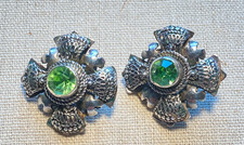 Orecchini croce maltese e peridoto argento sterling 950 firmati gioielli vintage