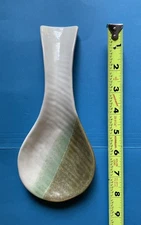 Oh Gussie! Paw Paw Pottery Spoon Rest Sage Green/Tan/White