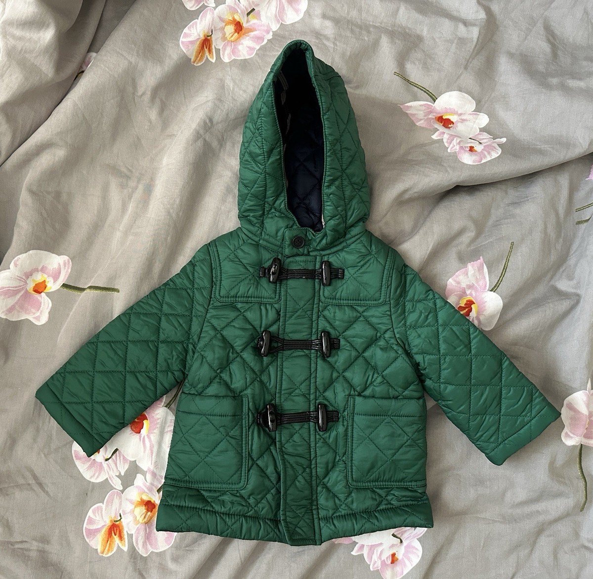 Burberry Children Green Duffle Quilted Coat Jacket Size 9m 74cm | eBay