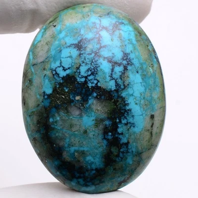 Fluss Wald Horizon ~ 87.00 Cts Natürlich Tibbet Türkis Unbehandelt Oval - Bild 1 von 4