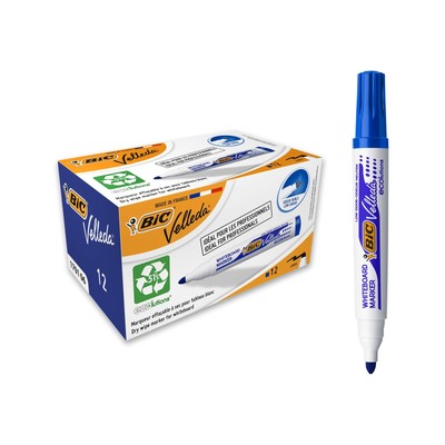 Bic Velleda 1701 Ecolutions Whiteboard Pens, Blue - Box of 12 - Dry Erase Pens f