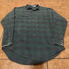 VTG Polo Country Ralph Lauren Shirt Men  s Large Green Flannel Plaid Distressed