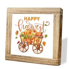 Autumn Wooden Sign Happy Harvest Fall Decor For Home Farmhouse Autumn Table