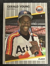 1989 Fleer Gerald Young Baseball 2nd Year Card #370 Astros OF VG Rough Left Edge