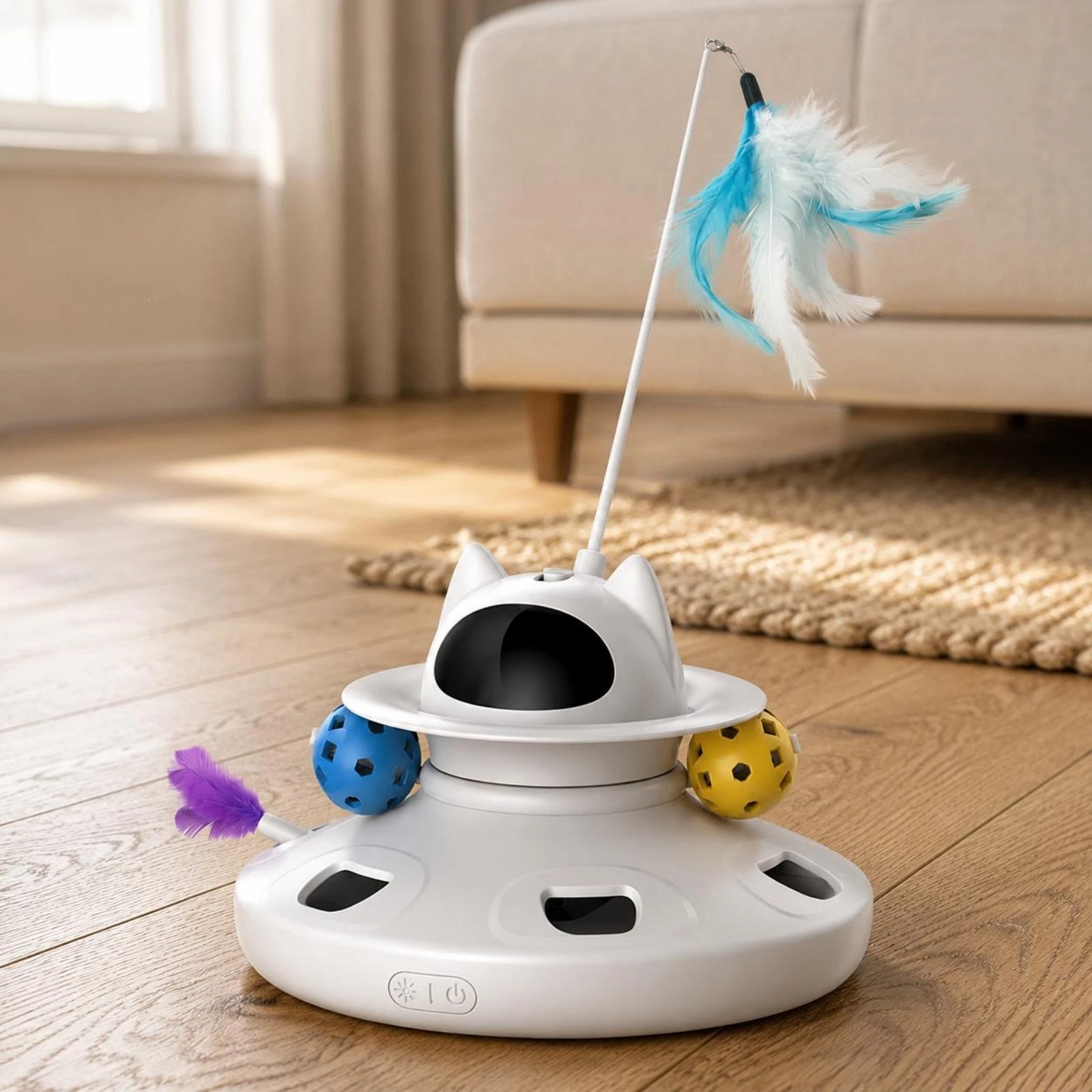 Rotating Feline Orb Toy Automatic Electric Feline Teaser Animal-Safe Material