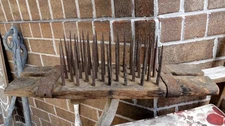 antique FLAX Hetchel FARM TOOL Primitive Hatchel Comb / Brush