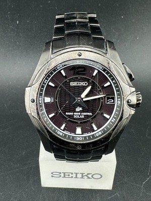 Seiko Ignition Solar Men's Black Dial Date 40mm Quartz Watch 7B22-0AA0