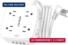 6 Ft Surge Protector Power Strip - 8 Widely Outlets with 4 USB Ports, 3 Side Out
