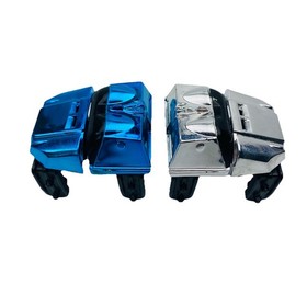 (2) K&rsquo;NEX / Knex Roller Coaster Cars &ndash; Chrome & Blue‑Chrome Micro Part