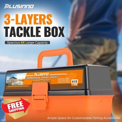 PLUSINNO Fishing Tackle Box 415pc Lure Kit Gear Gift for Men