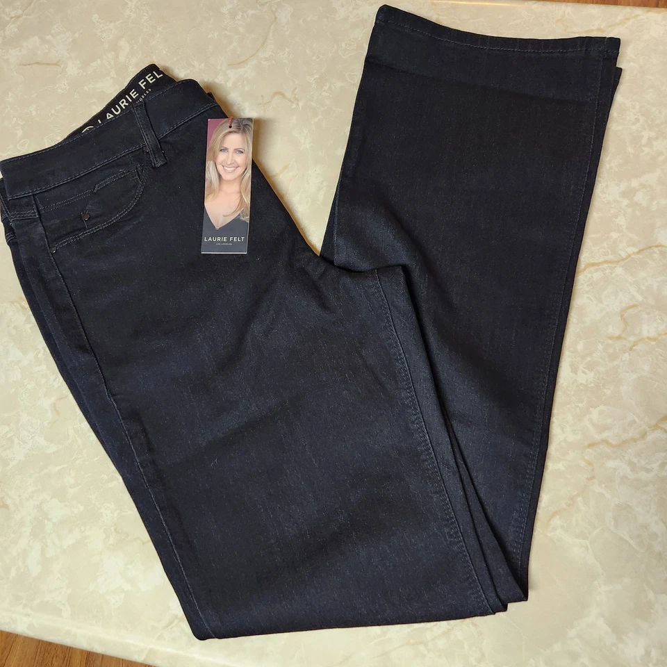 Laurie Felt Jeans Womens Large Dark Wash Silky Baby Bell Vital Stretch New - Image 2 of 4