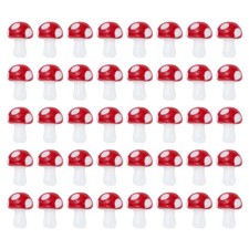 0.6" x 0.5" Cute Mushroom Beads, 40 Pcs Small Glass Beads, Red