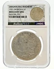 1921 BU U.S. Morgan Silver Dollar NGC Brilliant Uncirculated w Orig Bag Fragment