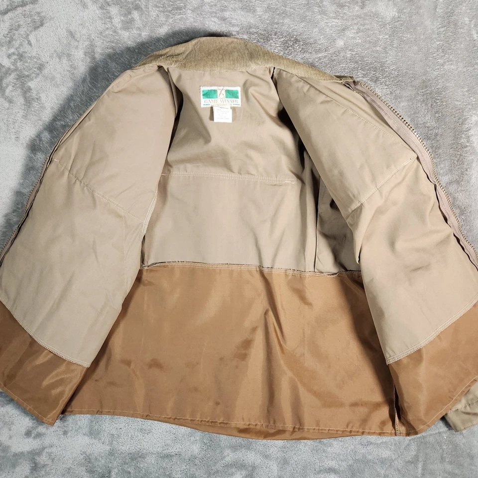 Game Winner Sportswear Quilted Field Hunting Jacket Men Large Beige Brown - Image 3 of 4