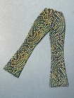 Vtg Clone?Homemade? Barbie Doll Mod Green & Blue Peacock Print Bell Bottom Pants