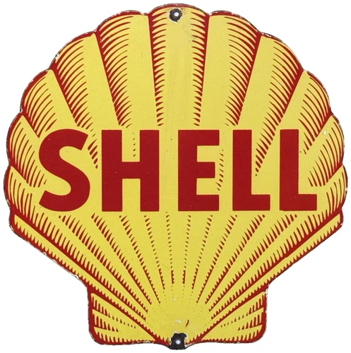 VINTAGE SHELL GASOLINE PORCELAIN SIGN GAS STATION PUMP PLATE MOTOR OIL SERVICE