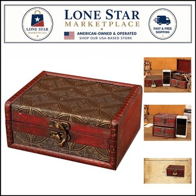 Art Deco Wooden Treasure Box - Lockable Keepsake Case for Jewelry & Trinkets