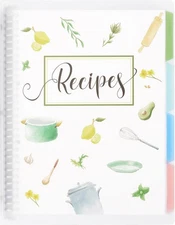 SOLIGT Recipe Book to Write in Your Own Recipes, White,Green,Blue,Yellow 